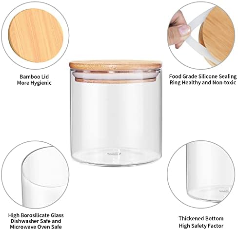 77L 18 Oz/550 ML Glass Jar with Lid, Clear Thickened Version Glass Storage Containers with Sealed Bamboo Lid, For Coffee, Sugar, Spices, Tea, Beans, Candy, Cookie