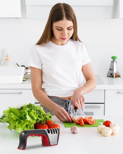 Brigii Knife Sharpener, 4-in-1 Kitchen Knife and Scissor Sharpener