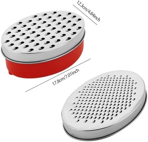 Kunovo Cheese Grater With Airtight Storage Container,cheese shredder&vegetable grater,Box Grater (1-Red)