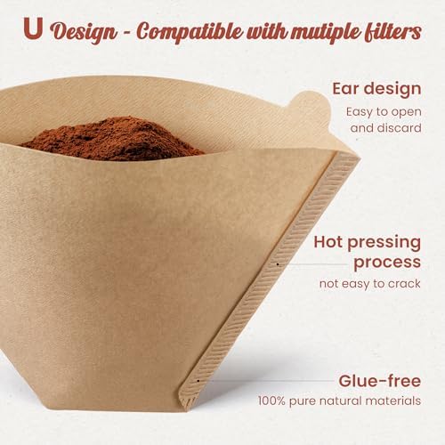#4 Coffee Filters 100 Count, Unbleached Cone Coffee Filters 8-12 Cup
