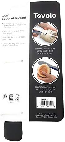 Tovolo Mini Scoop and Spread Tool for Kitchen Meal Prep Small Sandwich Spreader Spatula for Peanut Butter Jelly, Silicone BPA Free Dishwasher Safe Scooper Spreader, Charcoal and Oyster Gray