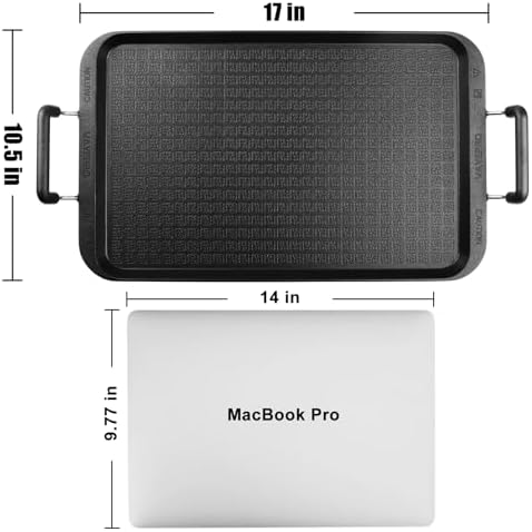 Stove Top Griddle for Gas Stove, 17" Warp-Resistant Double Burner Griddle Pan, Ceramic Nonstick Aluminum Flat Top Grill for Pancakes, Breakfast, Indoor Cooking, Camping & BBQ