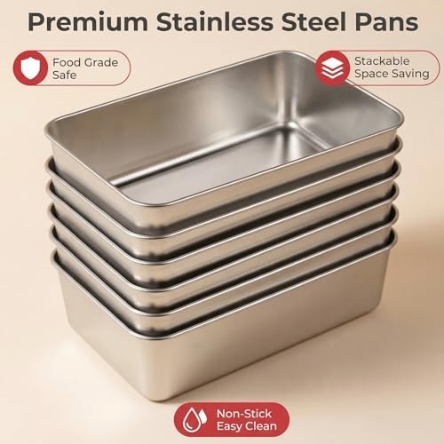 Kichwit 6 Pack Stainless Steel Loaf Pan for Baking Bread, 7“ x 5” x 2-3/8“
