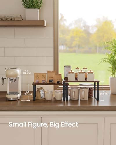SONGMICS Cabinet Organizer Shelf, Set of 2 Spice Rack, Kitchen Storage