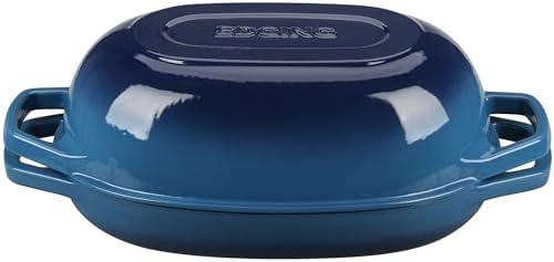 EDGING CASTING Enameled Cast Iron Oval Dutch Oven Pot with Lid, Dutch Oven for Sourdough Bread Baking, Bread Oven, Bread Dutch Oven, Oval Bread Pan, 5qt, Lake Blue