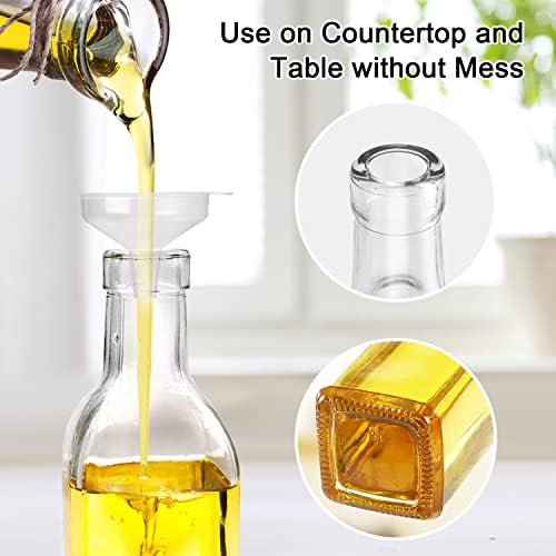 gmisun Olive Oil Dispenser Bottle for Kitchen, 3 Pack 17 Fl Oz Glass Oil Dispensers Bottles, Clear Cooking Vegetable Oil Dispenser Container Cruet Set with Plastic Pourer Spout, Funnel and Labels