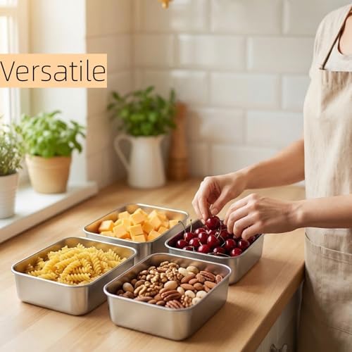 Kichwit Stainless Steel Loaf Pan for Bread, 4 Pack Metal Baking Pan, Dishwasher Safe (8.5" x 5.7" x 2.5")