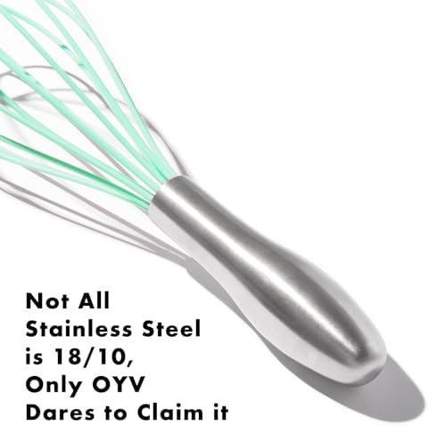 OYV 10-Inch Teal Silicone Whisk, Non-Scratch, 18/10 Stainless Steel Handle