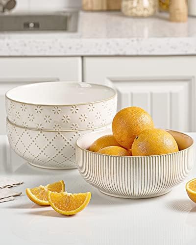 getstar Large Serving Bowls (8 inch & 60 fl oz), Ceramic Salad Bowl Set of 2, Microwave and Dishwasher Safe, Farmhouse Kitchen Decorative Bowls Set