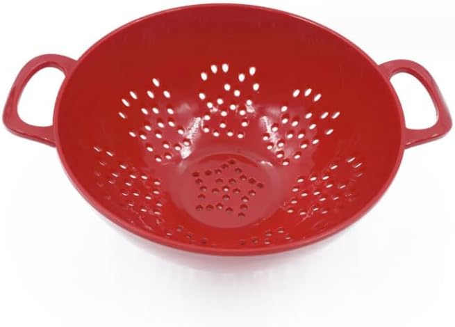 Heavy Duty 6 Inch Mini Food Colander, Dishwasher Safe with Double Handles for Fruit Vegetable BPA Free (Red)