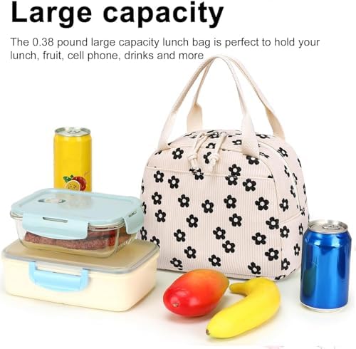 Bluboon Lunch Bag for Women Men Cute Corduroy Lunch Tote Bags Reusable Insulated Lunch Box Large Capacity Reusable Insulated Cooler for Work Picnic or Travel