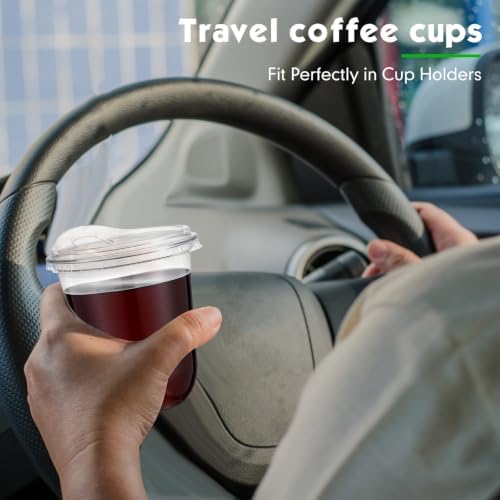 Baderke 500 Pcs Round Bottom Plastic Cups with Lids Clear Togo,12 Oz