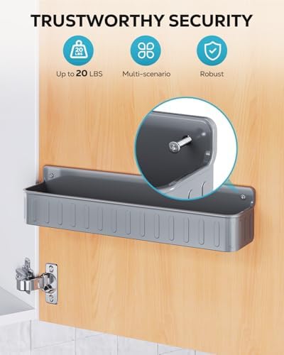 Nieifi Spice Rack Wall Mount, 4 Pack Grey, 2" Depth, Screw/Adhesive
