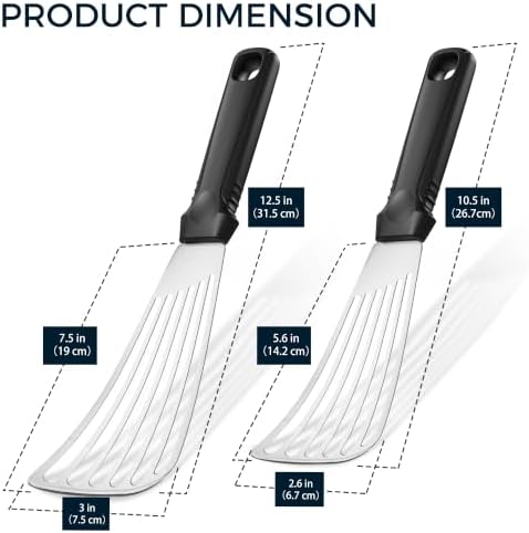 Fish Spatulas Set, 12.5-in & 10.6-in 18/8 Stainless Steel