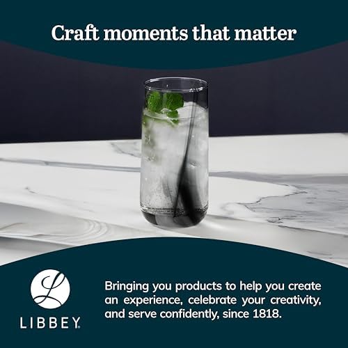 16 Oz Ascent Black Ribbon Drinking Glasses Set of 8