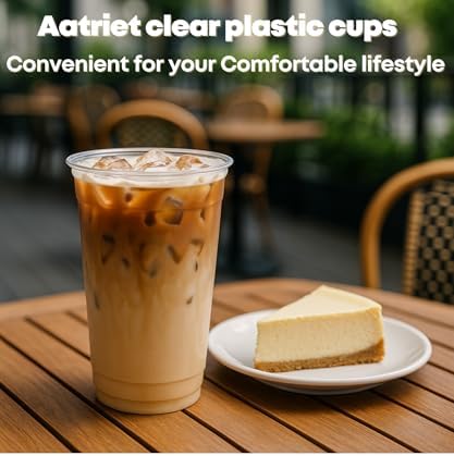 Aatriet 100 Pack 20 oz Clear Plastic Cups, 20oz Clear Disposable Punch Cups Wine Glasses, Sturdy Recylable Drinking Cup for Wedding Party, Cocktail Cup, Plastic Tumblers for Cold Drinks