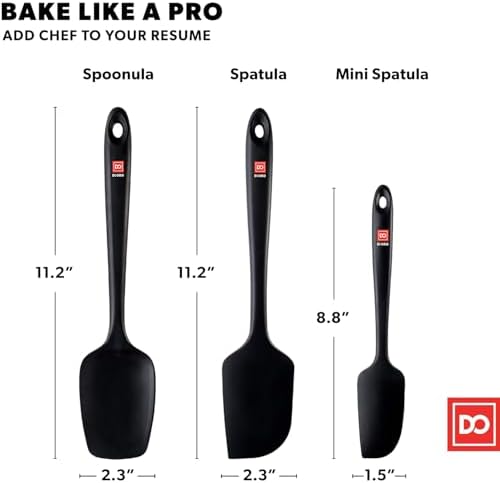 DI ORO Silicone Spatula Set - 600F Heat Resistant, 3-Pc Black