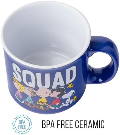 Silver Buffalo Peanuts Squad Ceramic Camper Mug, Classic Drinkware, 20oz