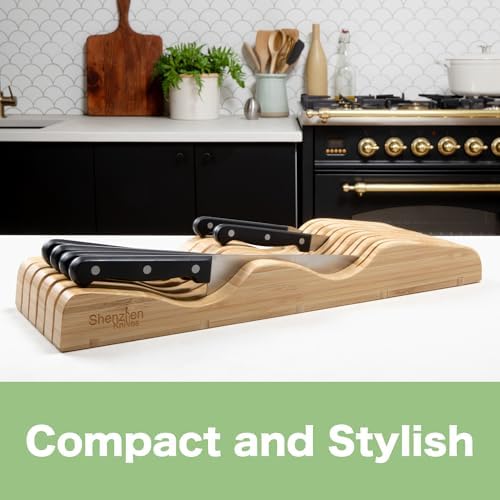 Shenzhen Knives Bamboo In-Drawer Knife Block – 11 Slot, Holds 10-12 Knives