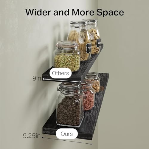BAYKA Black Floating Shelves 35.4in, Set of 3, Wall Mounted for Wall Decor