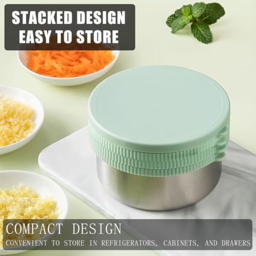 Cheese Grater with Container & Lid, Multi Functional Stainless Steel Box Grater, Handheld Grater Bowl for Kitchen,Lemon Zester for Parmesan, Cheeses, Ginger, Chocolate, Vegetables, Butter (Mint Green)