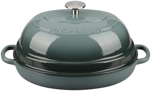 EDGING CASTING Enameled Oval Cast Iron Dutch Oven Pot with Lid, Bread Dutch Oven for Sourdough Bread Baking, Dutch Oven Bread, Bread Oven, 6QT, Slateblue