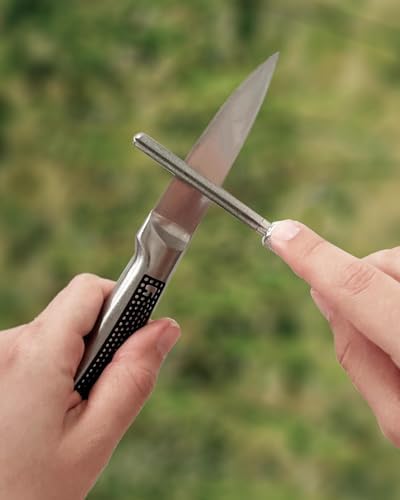 Wamery Serrated Knife Sharpener 2 Pack, Retractable Diamond Rod Pocket