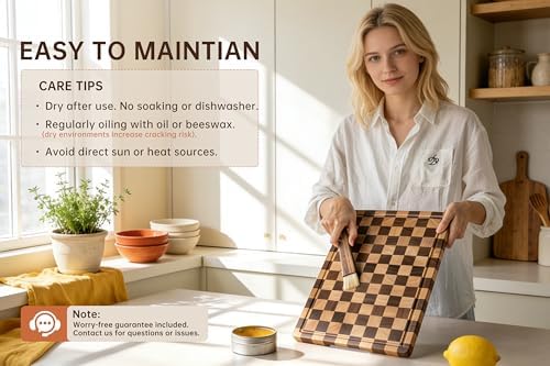 Checkered Cutting Boards for Kitchen, Wooden Chopping Board