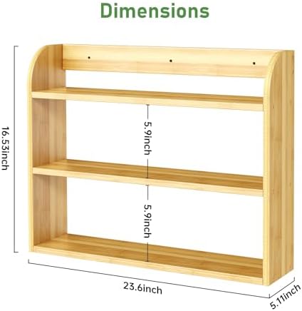 ROMGUAR CRAFT 3 Tier Long Bamboo Spice Rack, Natural