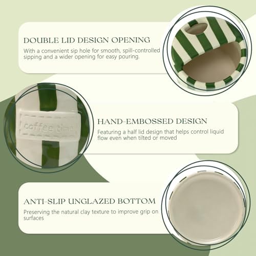 Ceramic Travel Coffee Mug with Straw Hole 12oz, Espresso Cups