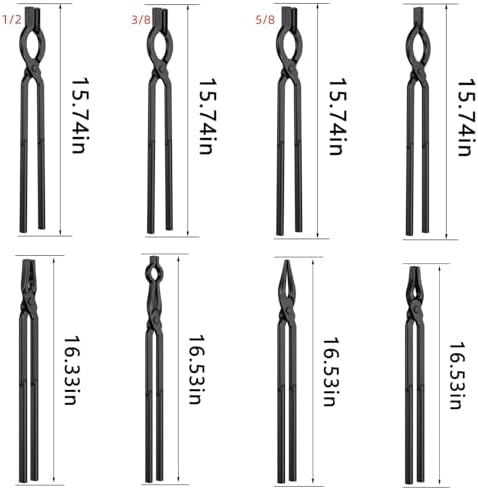 Blacksmith Tongs Set, 17 Inch Carbon Steel Forging Tongs, 8-Piece Professional Blacksmithing Tools for Beginners and Expert Craftsmen