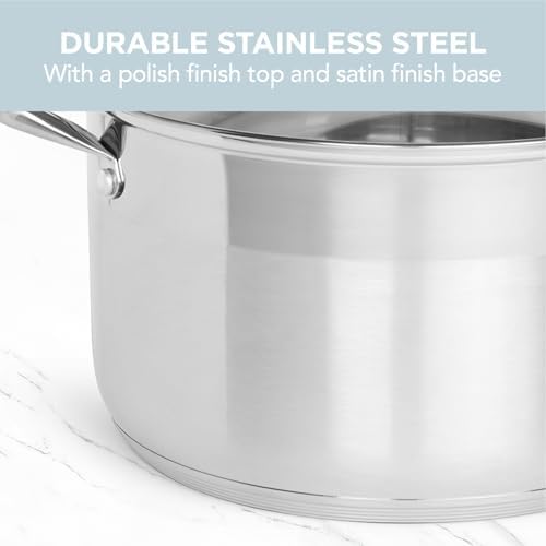 Alpha Living SP-12G Stainless Steel Pot with Capsule Bottom – Induction Compatible 12Qt Pot with Lid – Tri-Ply Ultra-Thick Bottom – Ideal for Spaghetti, Cooking, Canning, Boiling