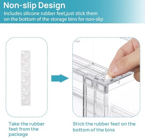 Vtopmart Clear Stackable Storage Drawers, 6 Pack Wide Tall Set