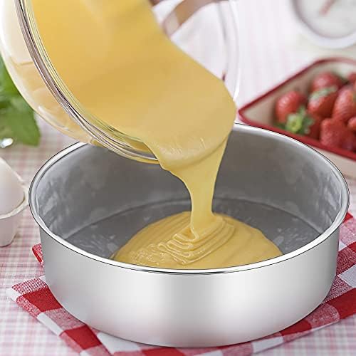 TeamFar 8 Inch Cake Pan, 8” x 3” Stainless Steel Round Deep Cake Baking Pan