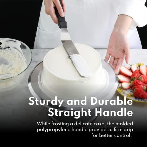 New Star Foodservice Angled Icing Spatula, 8 Inch Blade, 13 Inch Overall, Bakery-Grade Stainless Steel Offset Cake Decorating Spatula