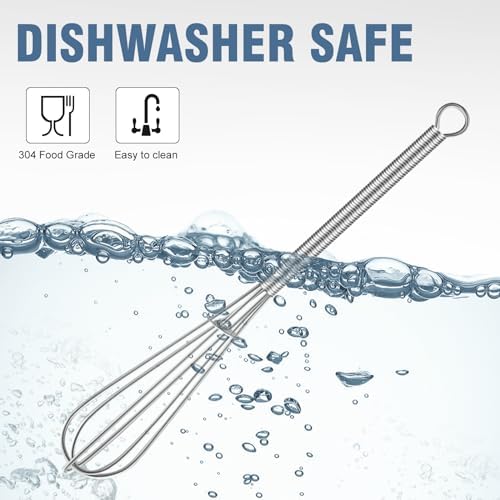 Walfos Mini Whisk,304 Anti-Rust Small whisk,Sturdy Stainless Steel Wire Tiny Whisks 6+7+8in,Ideal for mixing individual eggs, jams, spices and other small portion ingredients.(3pcs)