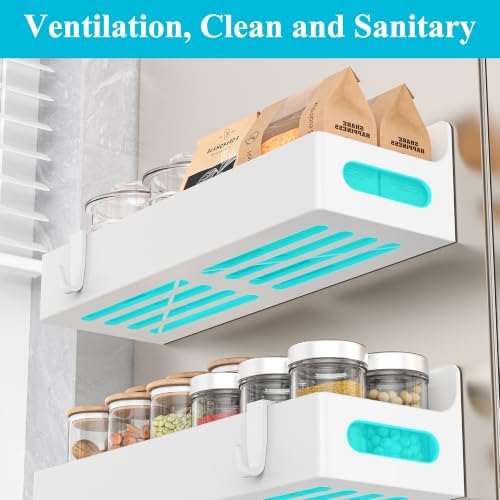 HuggieGems Upgrade White Magnetic Spice Rack for Refrigerator, 4 Pack