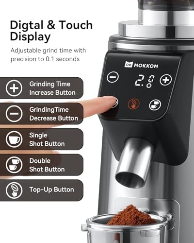 MOKKOM Titanium 64mm Flat Burr Coffee Grinder for Espresso,100 Settings