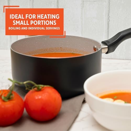 IMUSA 2 Qt Premier Cera Aluminum Gray Speckled Ceramic Saucepan, Black, 2 Quarts (Pack of 2)