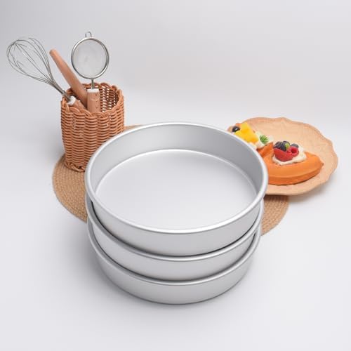 6 x 2 Inch Heart Shaped Cake Pans Set of 2, Aluminum Heart Cake Tin, Baking Cake Pan for Wedding, Party, Family Occasions, Chocolate, Bread. (Round, 9×2 Round Cake Pan, Set of 3)