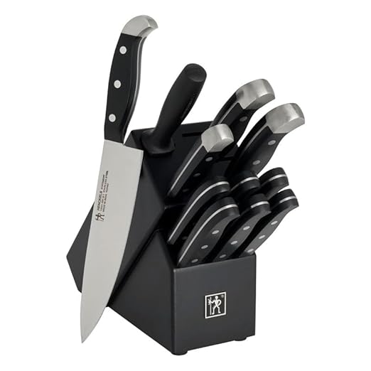 HENCKELS Premium Quality Statement 12-Piece Knife Set with Block and Knife Sharpener, Razor-Sharp, German Engineered Knife Informed by over 100 Years of Masterful Knife Making, Black Block
