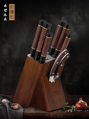 HOSHANHO 8 Pieces Knife Set, Razor Sharp Kitchen Knife Set with Block