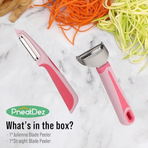 Julienne Peeler Vegetable Peeler with 4.8'' Long Silicone Handle