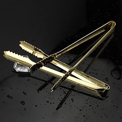 MSY BIGSUNNY 7 Inch Ice Tongs, Thickened Stainless Steel Sugar Cube Serving Tongs with Teeth for Tea, Party, Coffee, Bar, Food - Set of 2, Golden