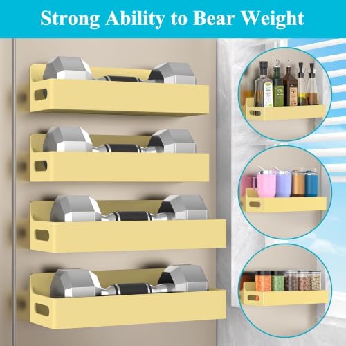 HuggieGems Upgrade Yellow Magnetic Spice Rack for Refrigerator, 4 Pack