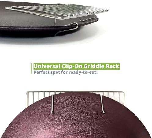 TECHEF - 14-inch Nonstick Round Griddle Grill Pan for Korean BBQ/Teppanyaki Pan, Tawa, Roti Pan/Induction Ready/Made in Korea (Griddle with Rack)