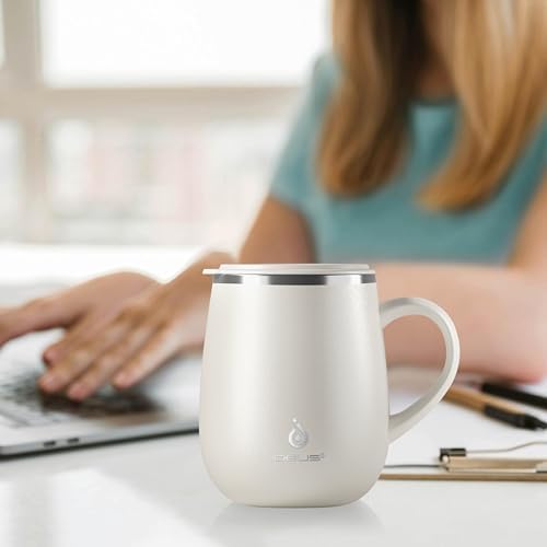 Ideus 16 oz Insulated Coffee Mug with Lid and Handle (White 2.0)