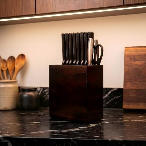 Universal Knife Holder XL Knife Block Without Knives Acacia Wood Dark Brown