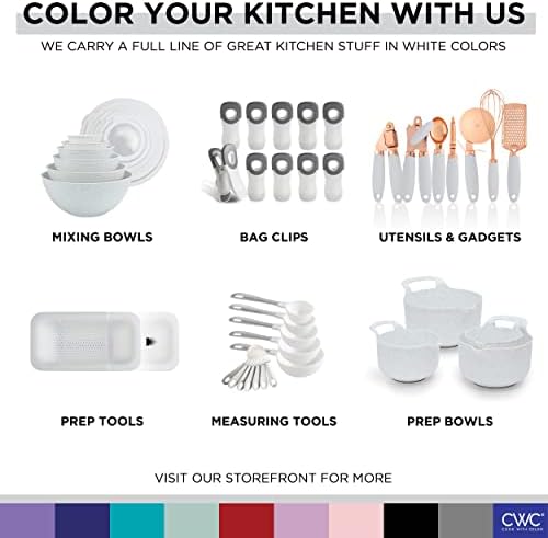 COOK WITH COLOR Prep Bowls with Lids- Wide and Deep Nesting Plastic Small Mixing Bowl Set with Lids, 8 Piece Set - Deep Bowls, Speckled White