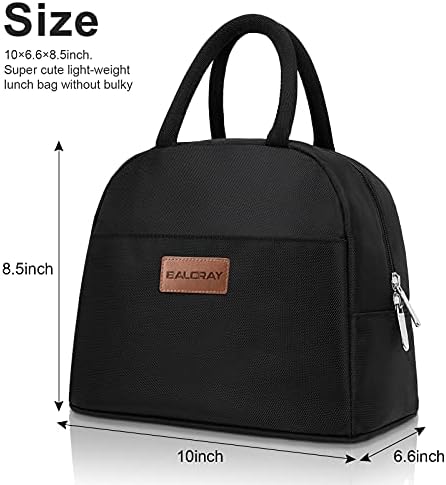 BALORAY Lunch Bag for Women Men Adult Lunch Box (Solid Black), M